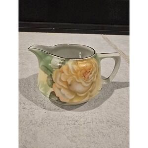 Antique C.Schlegelmilch‎ Germany Hand Painted Porcelain Creamer Yellow Roses